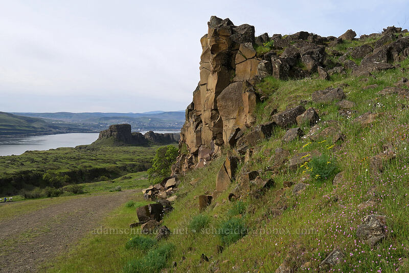 basalt crags & Horsethief Butte [Access Road, Columbia Hills State Park, Klickitat County, Washington]