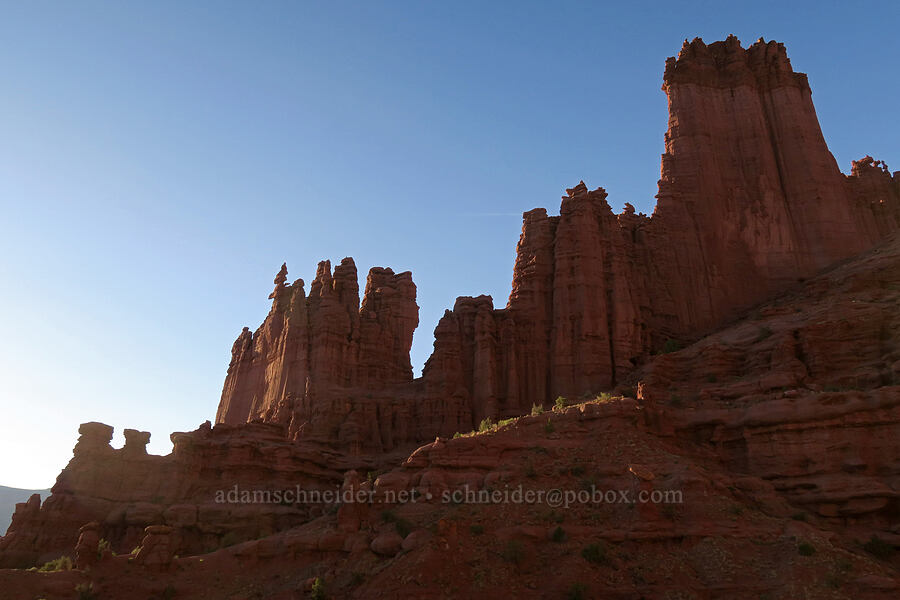 Ancient Art & The Kingfisher, backlit [Fisher Towers Trail, Grand County, Utah]