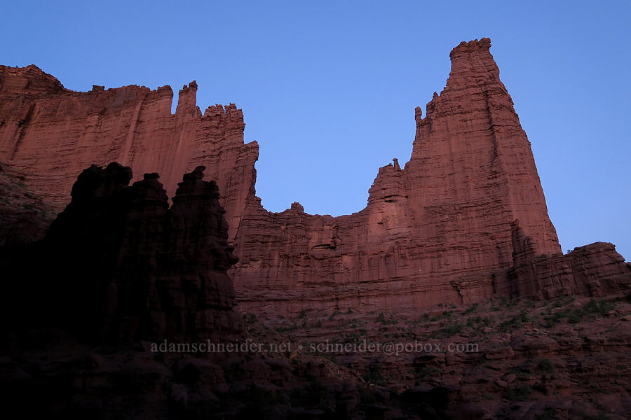 The Titan after sunset [Fisher Towers Trail, Grand County, Utah]