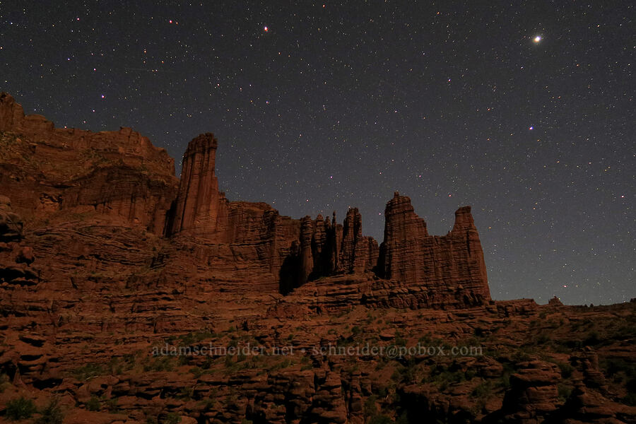 moonlight on Fisher Towers [Fisher Towers Trail, Grand County, Utah]