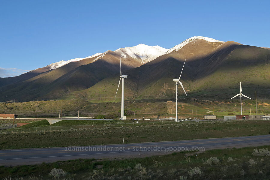 Spanish Fork Peak & windmills [U.S. Highway 6, Spanish Fork, Utah County, Utah]