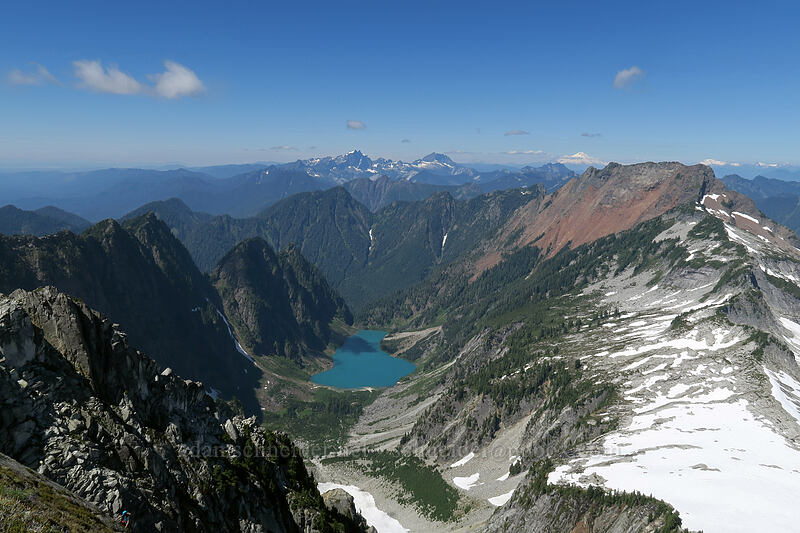 Copper Lake & Big Four Mountain [Vesper Peak summit, Mount Baker-Snoqualmie National Forest, Snohomish County, Washington]
