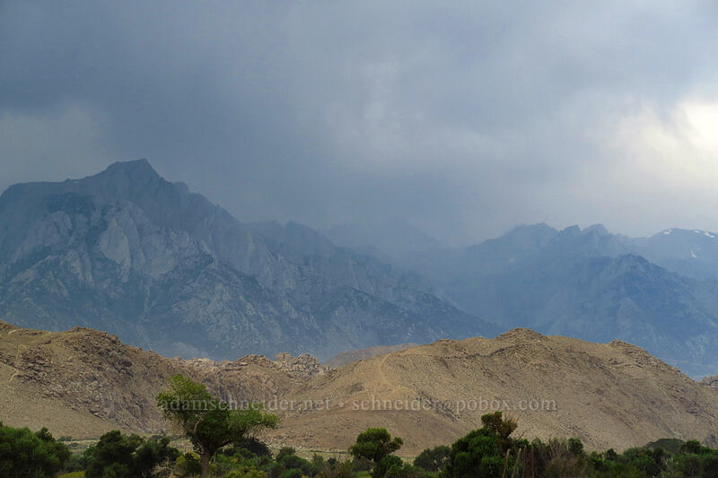 Mt. Whitney obscured by storm clouds [U.S. Highway 395, Lone Pine, Inyo County, California]