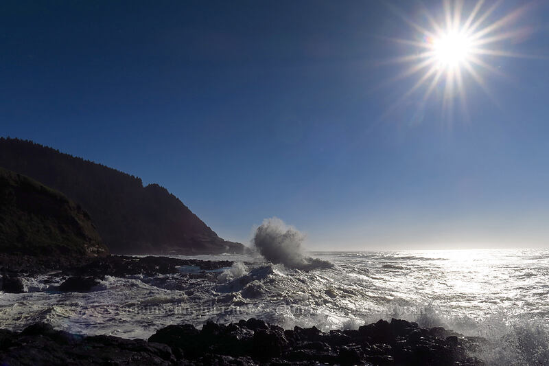 waves & the sun [Cape Perpetua Scenic Area, Siuslaw National Forest, Lincoln County, Oregon]