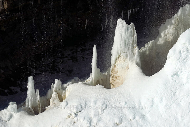 ice stalagmites below Narada Falls [Narada Falls Trail, Mt. Rainier National Park, Lewis County, Washington]