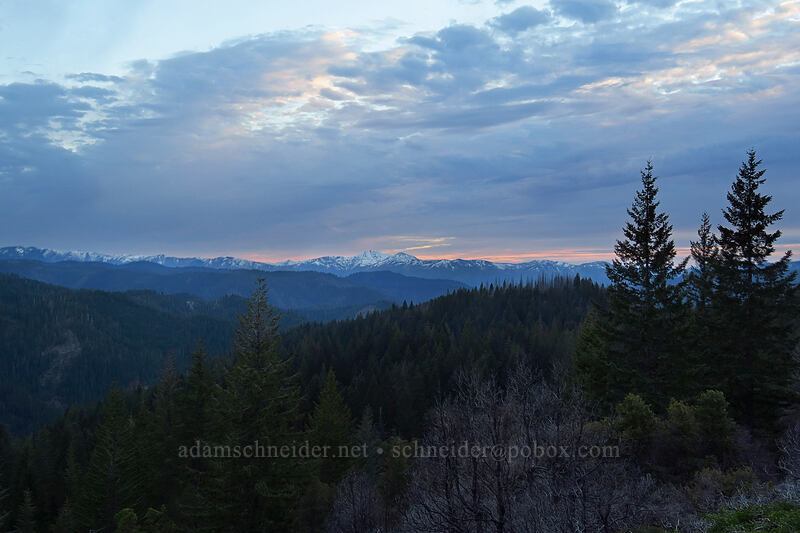 sunset clouds over Pearsoll Peak [Forest Road 2509, , Josephine County, ]