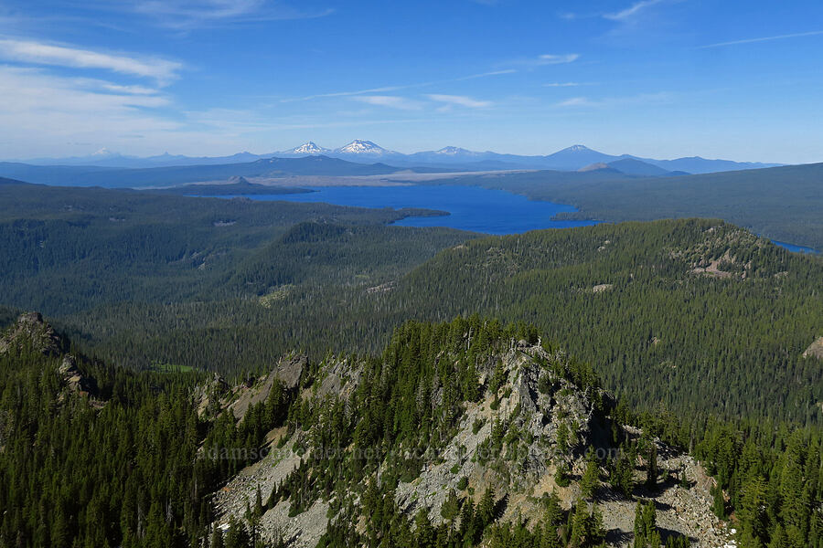 Waldo Lake & volcanoes [Fuji Mountain summit, Willamette National Forest, Lane County, Oregon]