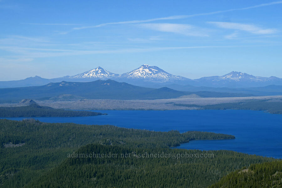 The Husband, Three Sisters, Broken Top, & Waldo Lake [Fuji Mountain summit, Willamette National Forest, Lane County, Oregon]