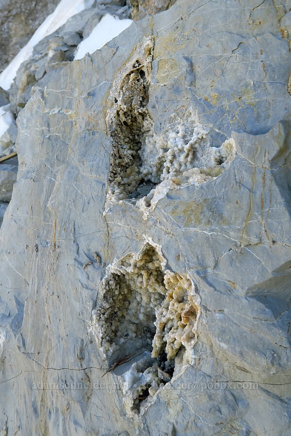 crystals in cavities [below Devil's Castle, Alta, Salt Lake County, Utah]