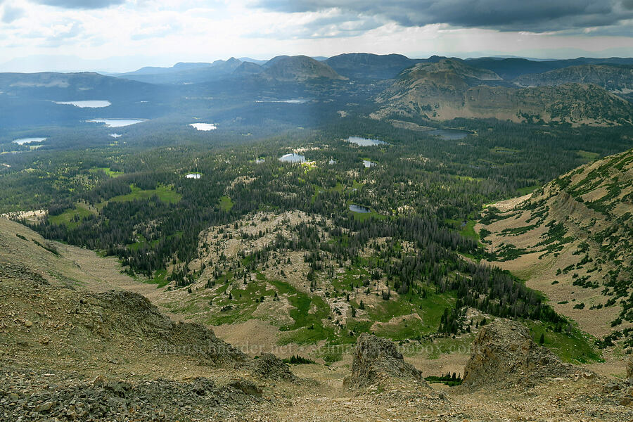 mountains & lakes to the west [Bald Mountain summit, Uinta-Wasatch-Cache National Forest, Summit County, Utah]