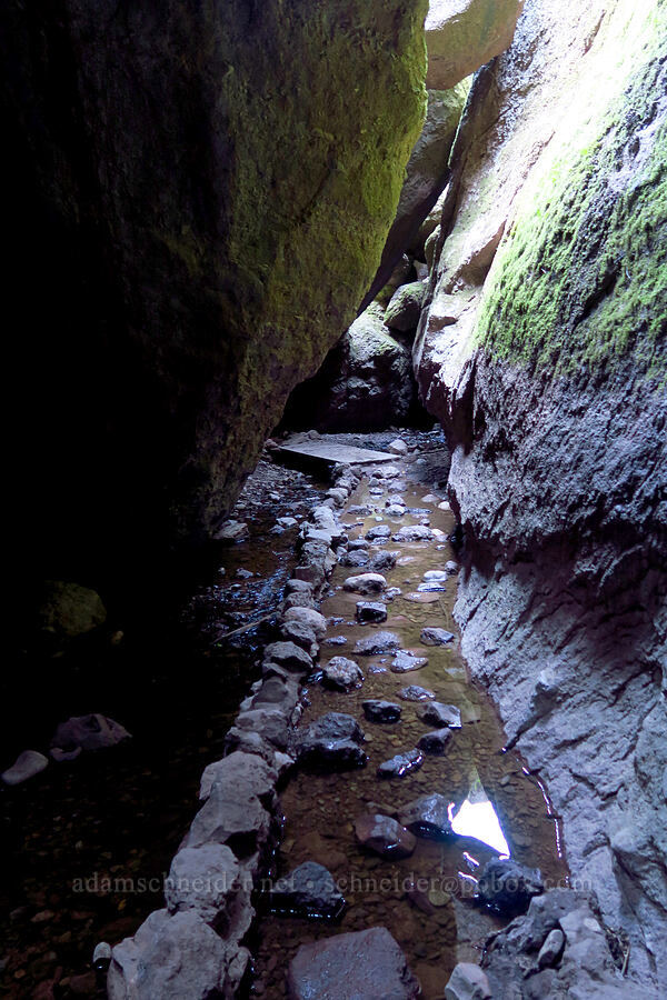 bottom of Bear Gulch Cave [Bear Gulch Cave, Pinnacles National Park, San Benito County, California]