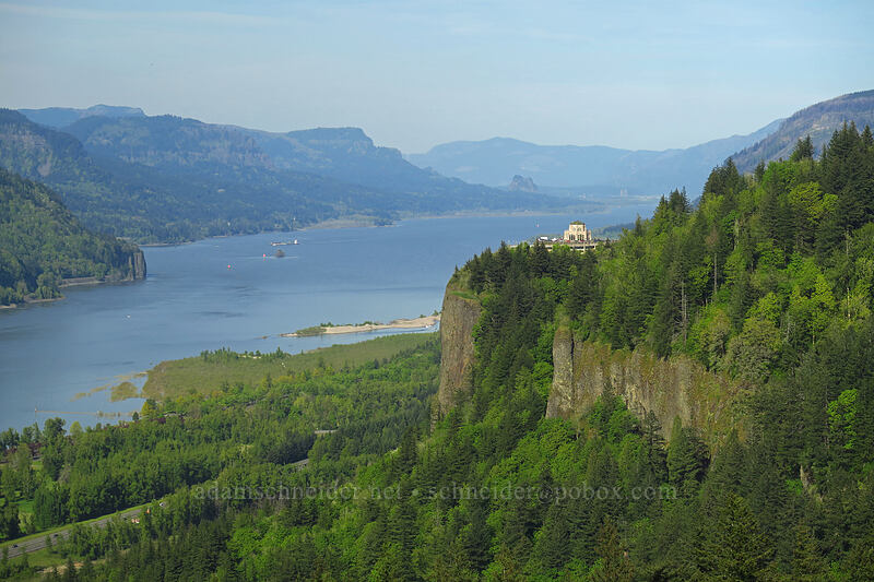 Vista House & Columbia River Gorge [Portland Women's Forum Viewpoint, Corbett, Multnomah County, Oregon]