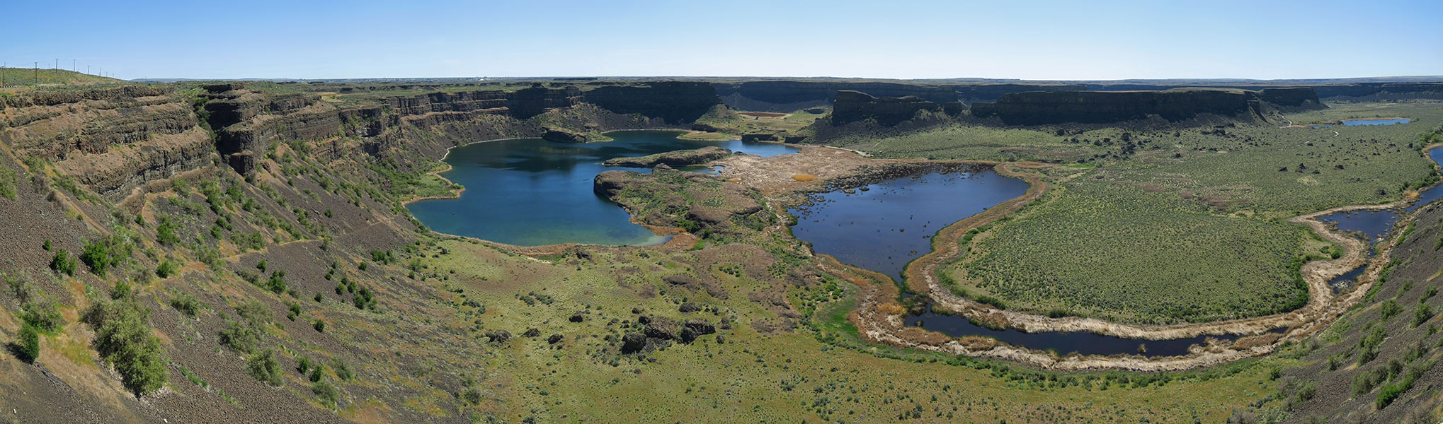 Grand Coulee & Dry Falls panorama [Dry Falls Overlook, Sun Lakes/Dry Falls State Park, Grant County, Washington]