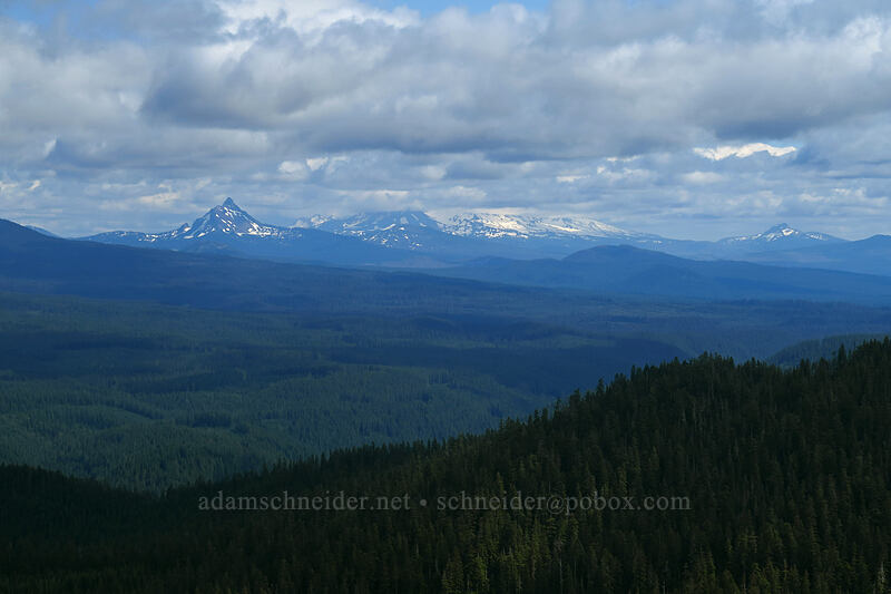 Mt. Washington & Three Sisters at sunset [Bachelor Mountain Trail, Willamette National Forest, Linn County, Oregon]