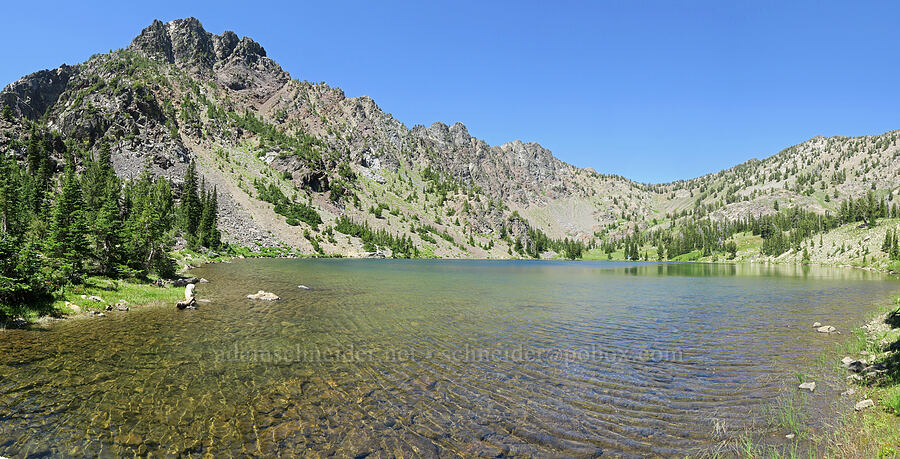 Peak 8508 & Lower Twin Lake panorama [Twin Lakes Trail, Wallowa-Whitman National Forest, Baker County, Oregon]