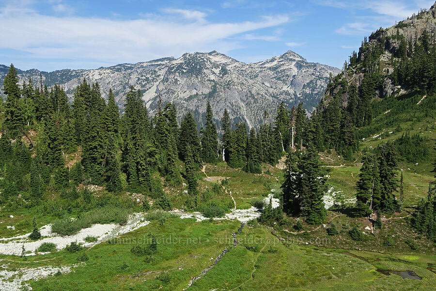 Granite Mountain & meadows [west of Cathedral Rock, Alpine Lakes Wilderness, Kittitas County, Washington]