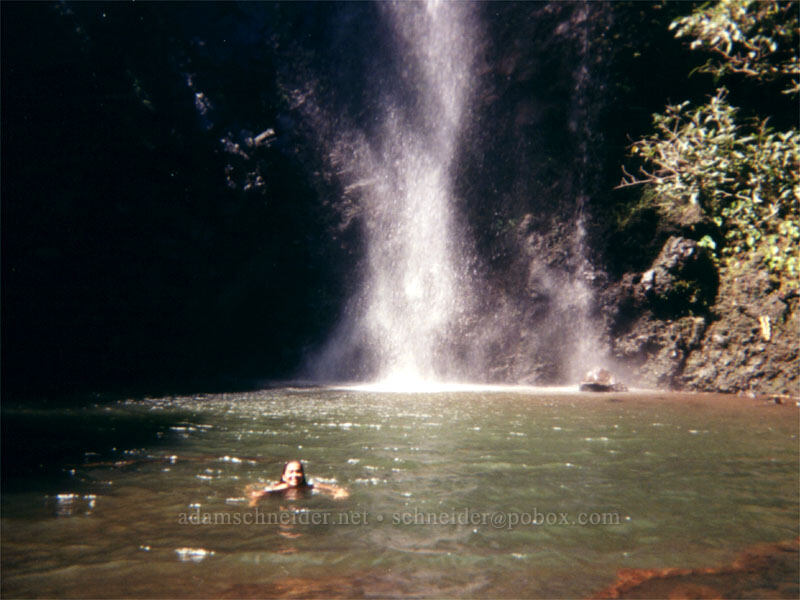 Ana Liza swimming at Uluwehi Falls [Wailua River State Park, Wailua, Kaua'i, Hawaii]