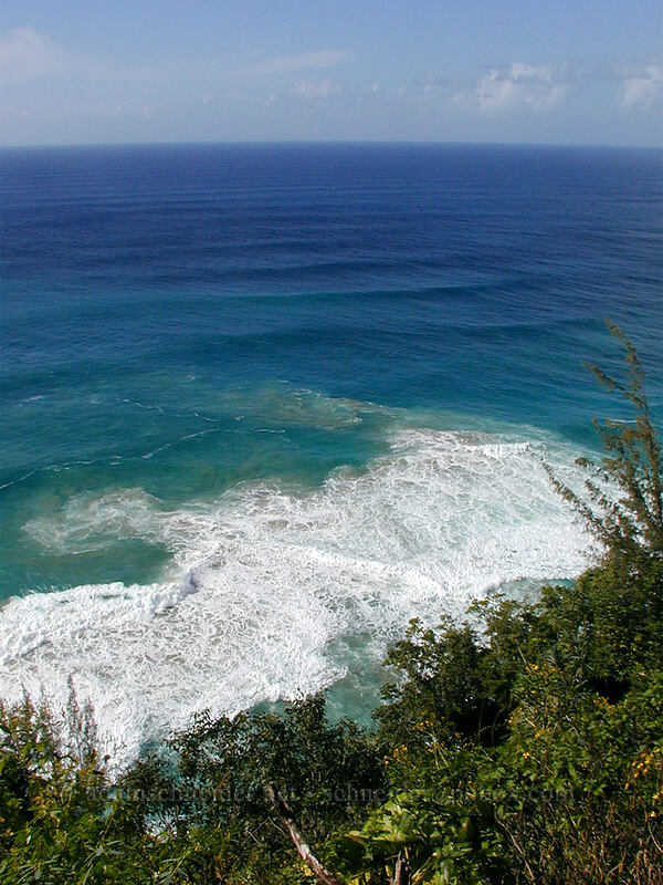 surf breaking west of Ke'e Beach [Kalalau Trail, Na Pali Coast State Park, Kaua'i, Hawaii]