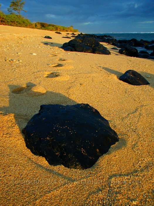 rocks and shadows [Larsen's Beach, Kilauea, Kaua'i, Hawaii]
