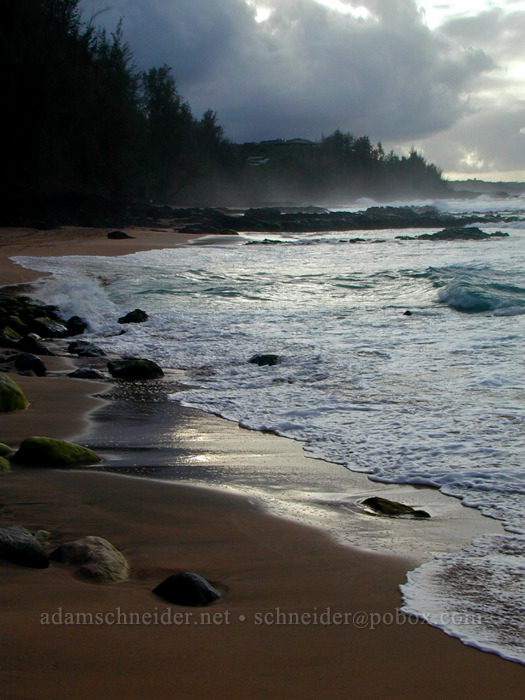 late afternoon waves [Kauapea Beach, Kilauea, Kaua'i, Hawaii]