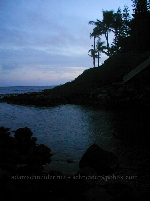 dusk, mouth of Waikomo Stream [Koloa Landing, Po'ipu, Kaua'i, Hawaii]