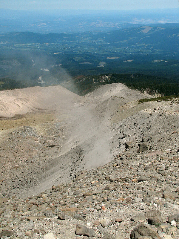 short-lived dust devil on Eliot Glacier's moraine [Cooper Spur trail, Mt. Hood Wilderness, Hood River County, Oregon]