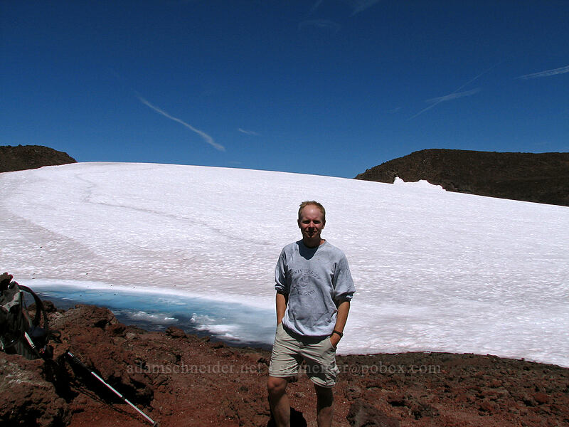 Adam on the south side of the crater [South Sister crater rim, Three Sisters Wilderness, Lane County, Oregon]