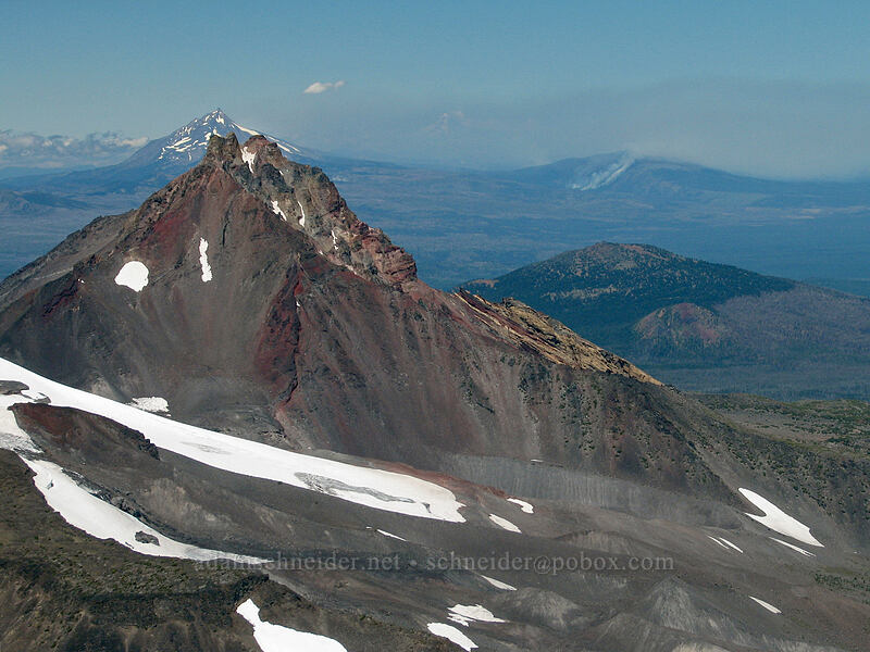 North Sister, Black Crater, & Mount Jefferson [South Sister summit, Three Sisters Wilderness, Deschutes County, Oregon]
