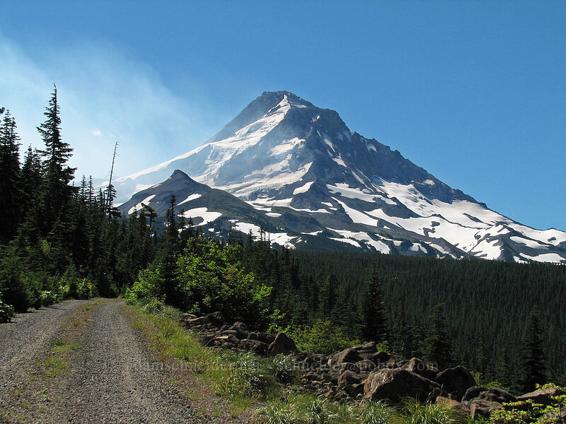 Mount Hood & smoke from the Gnarl Ridge fire [Forest Road 1650, Mt. Hood National Forest, Hood River, Oregon]
