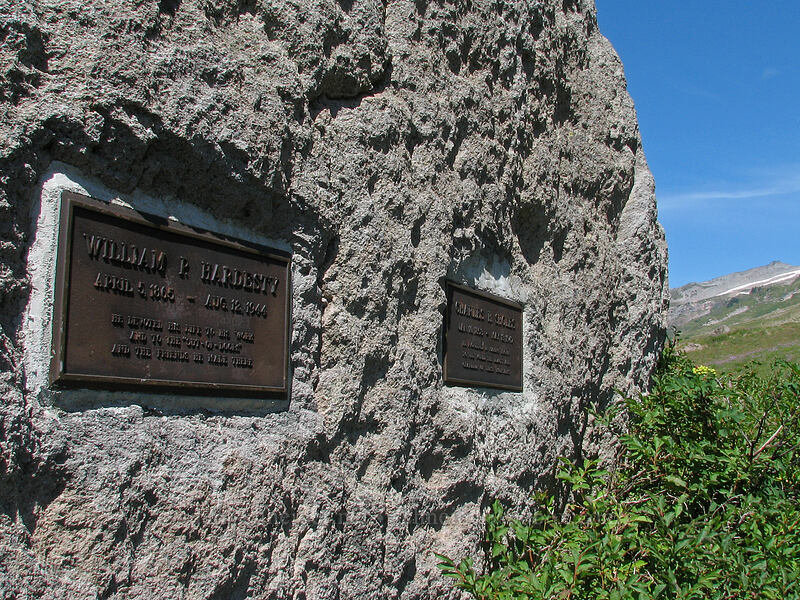 plaques on Split Rock [Paradise Park, Mt. Hood Wilderness, Clackamas County, Oregon]