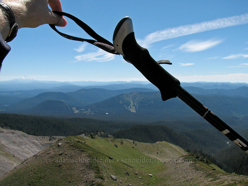 trekking pole anemometer [west rim of Zigzag Canyon, Mt. Hood Wilderness, Clackamas County, Oregon]