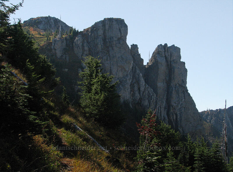 rocky spires northeast of Mt. Margaret [Mt. Whittier Trail, Mt. St. Helens National Volcanic Monument, Washington]