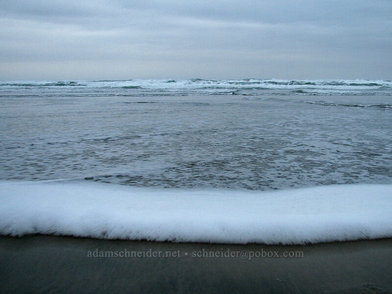 rapidly approaching foam [Nye Beach, Newport, Lincoln County, Oregon]