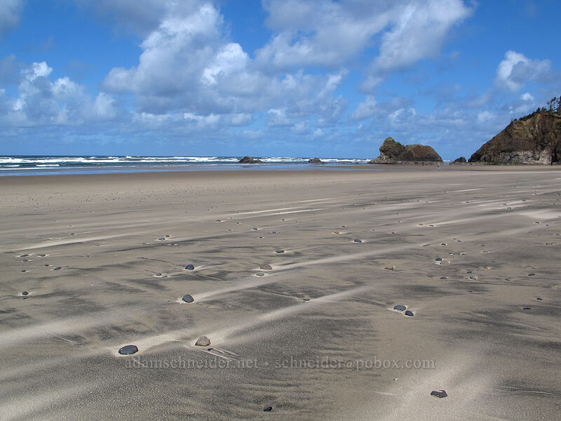 windblown sand behind rocks [Arcadia Beach, Cannon Beach, Clatsop County, Oregon]
