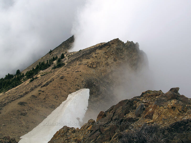 clouds over the west ridge [Brokeoff Mountain Trail, Lassen Volcanic National Park, Tehama County, California]