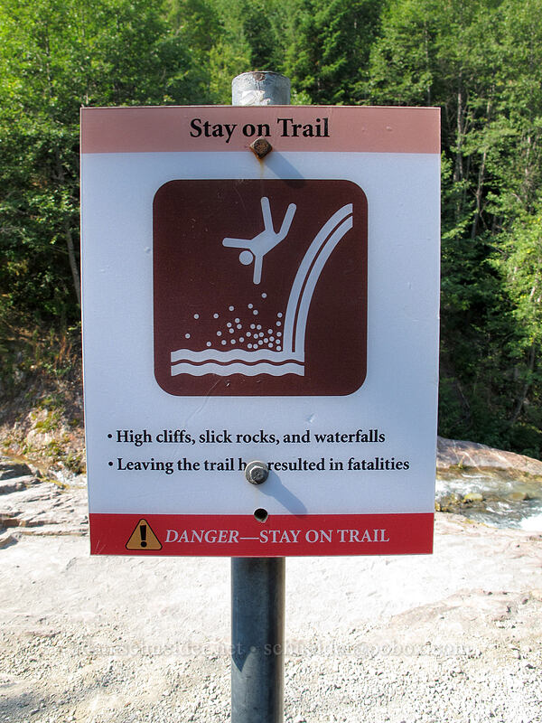 dramatic warning sign [Lava Canyon Trail, Mt. St. Helens National Volcanic Monument, Skamania County, Washington]
