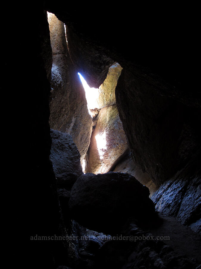 looking back toward the cave entrance [Balconies Cave, Pinnacles National Park, San Benito County, California]