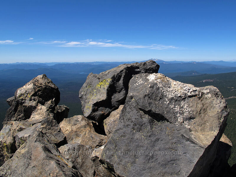 boulders on the summit [Mt. Thielsen summit, Mt. Thielsen Wilderness, Douglas County, Oregon]