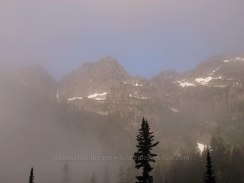 Bryant Peak, through the fog [Snow Lake Trail, Snoqualmie National Forest, King County, Washington]