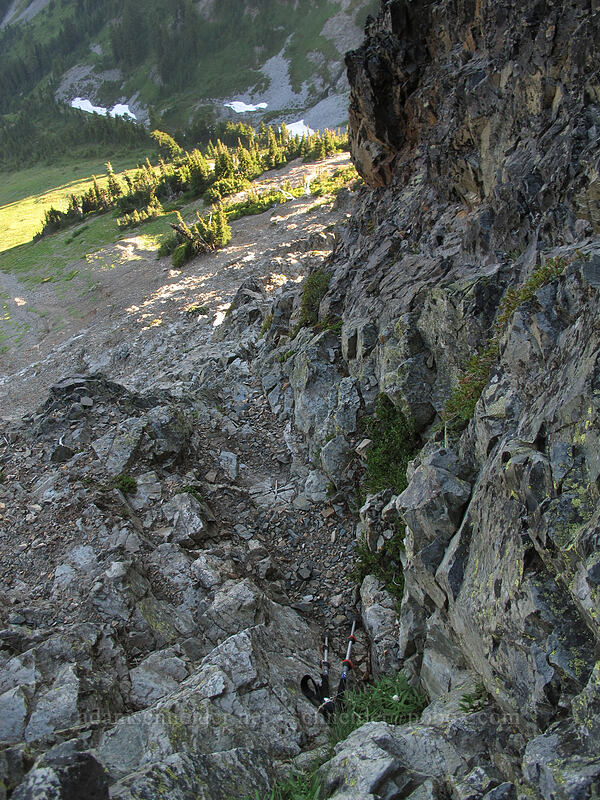 the scramble route back down [Pinnacle Peak, Mount Rainier National Park, Lewis County, Washington]