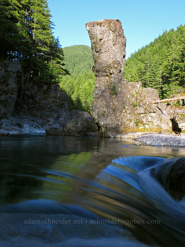 rock tower & rapids [Three Pools Day Use Area, Opal Creek Scenic Recreation Area, Marion County, Oregon]