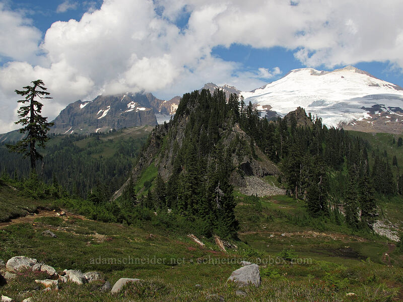 Cathedral Crag, Black Buttes, & Mt. Baker [Park Butte Trail, Mount Baker-Snoqualmie National Forest, Whatcom County, Washington]