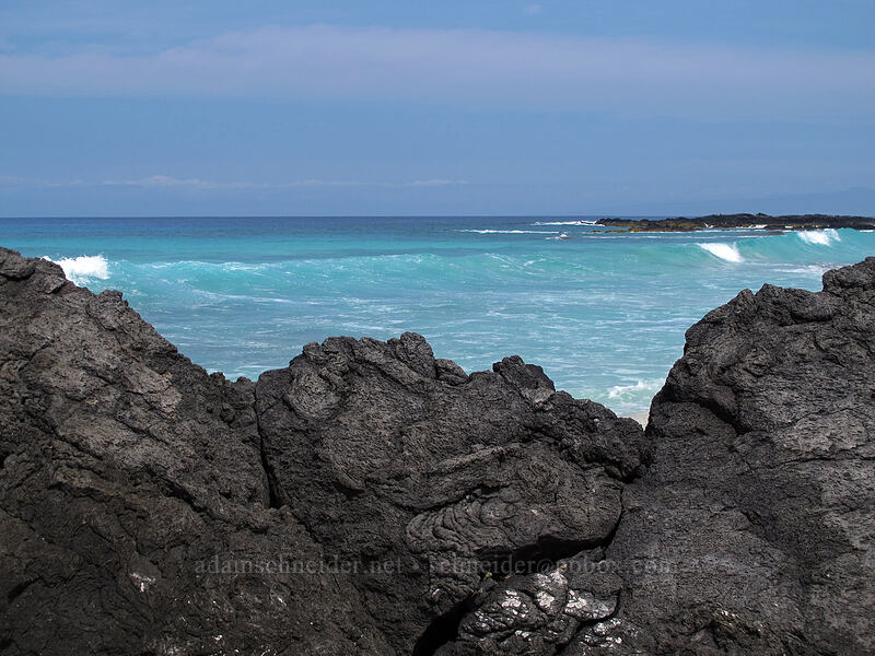 lava & blue water [Makalawena Beach, Kekaha Kai State Park, Big Island, Hawaii]
