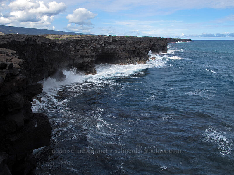 surf crashing against new land [Chain of Craters Road, Hawaii Volcanoes National Park, Big Island, Hawaii]