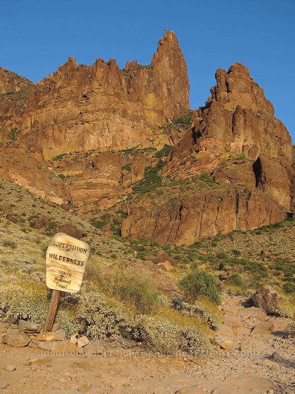 Superstition Wilderness boundary [Siphon Draw Trail, Tonto National Forest, Pinal County, Arizona]
