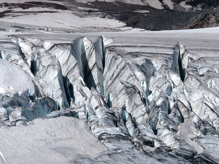 glacial crevasses [north of Hayden Glacier, Three Sisters Wilderness, Deschutes County, Oregon]