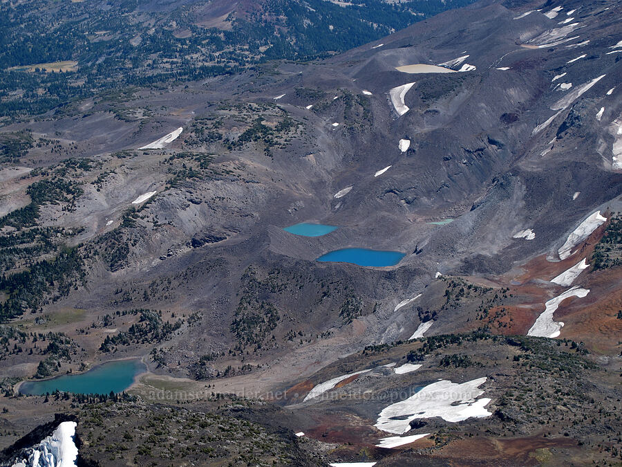 Camp Lake, Chambers Lakes, & Carver Lake [Middle Sister summit, Three Sisters Wilderness, Deschutes County, Oregon]