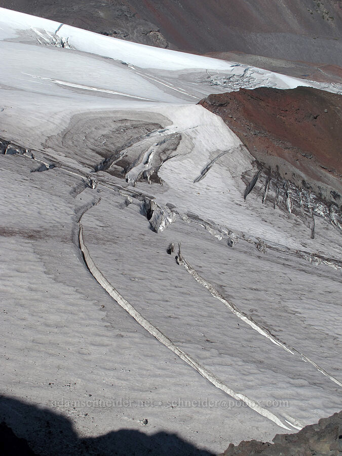 crevasses on Diller Glacier [Middle Sister, Three Sisters Wilderness, Deschutes County, Oregon]
