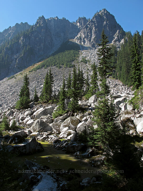 Surprise Mountain and dried-up pond [Pacific Crest Trail, Alpine Lakes Wilderness, King County, Washington]