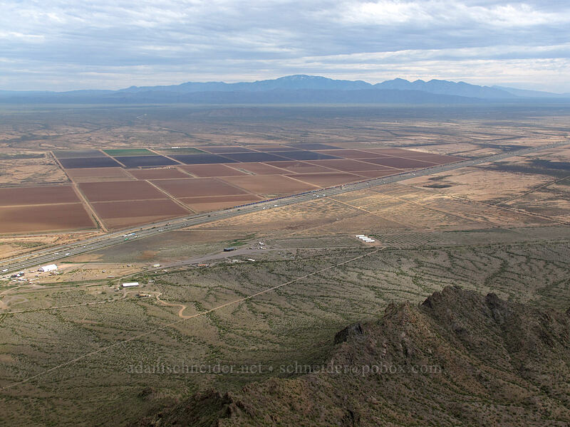 view to the east-southeast [Picacho Peak summit, Picacho Peak State Park, Pinal County, Arizona]